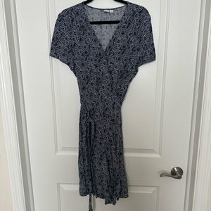 Gap Navy Floral Wrap Dress Size L Tall